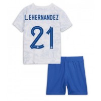 Dres Francúzsko Lucas Hernandez #21 Preč pre deti MS 2022 Krátky Rukáv (+ trenírky)